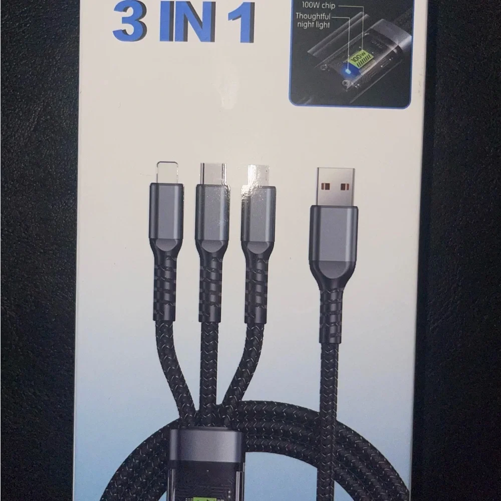 6 Foot 3-in-1 Multi-Device Charging Cable - Black